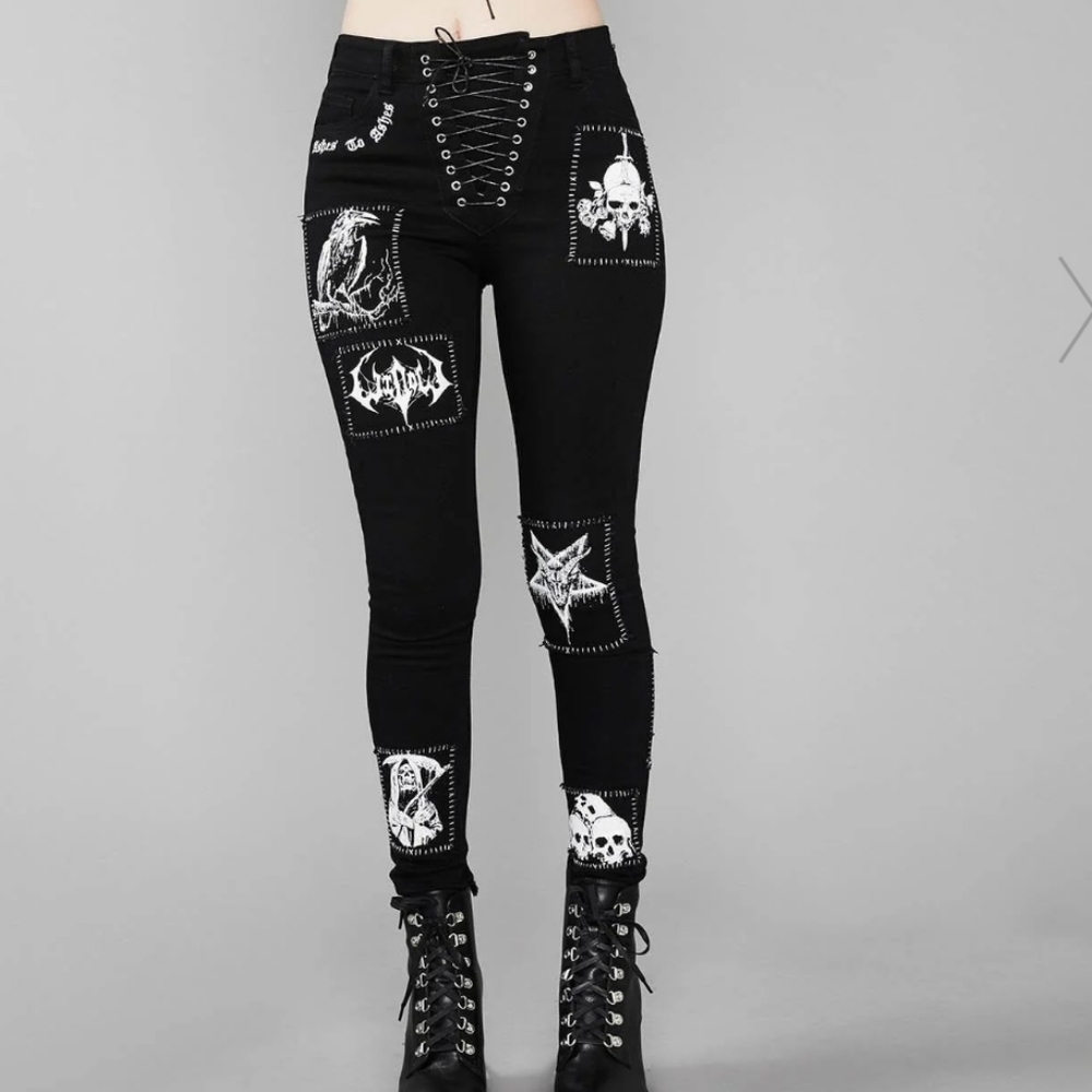 Miss murder lace up patch jeans
